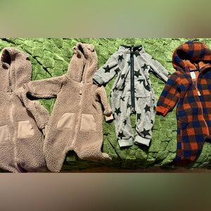 Bundle/lot (4) of fuzzy winter Carter’s onesies 6M